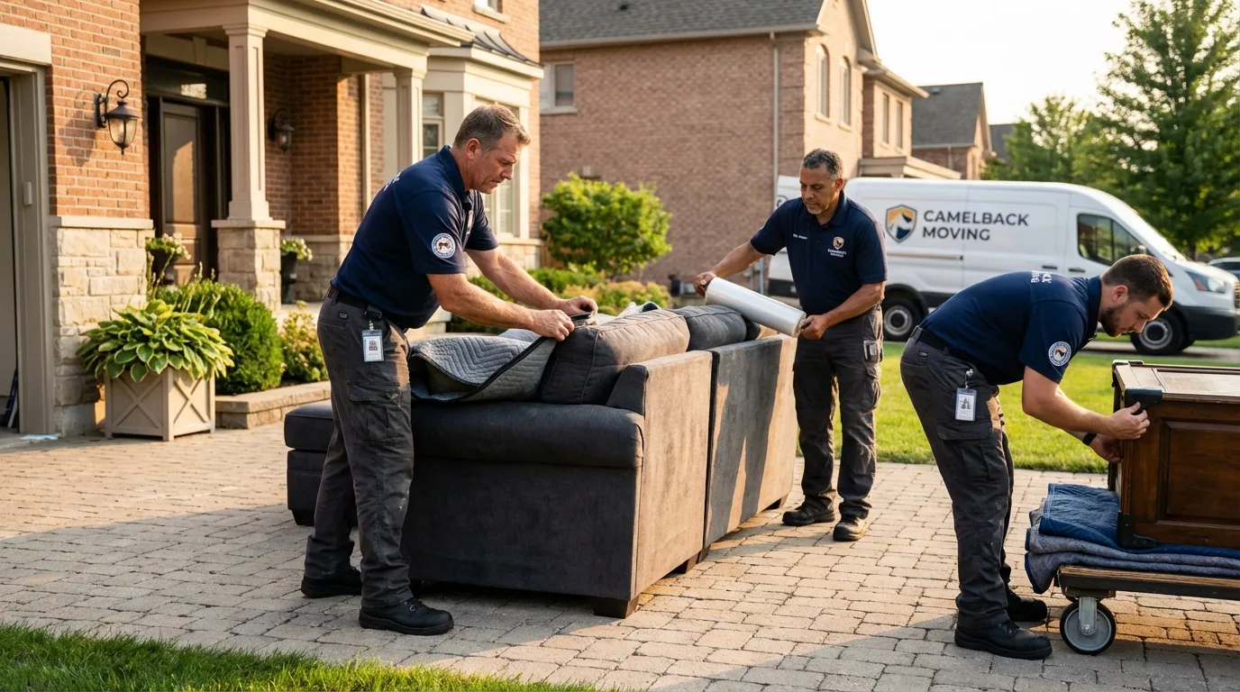 Large estate moving crew wrapping furniture in North Miami Beach, FL