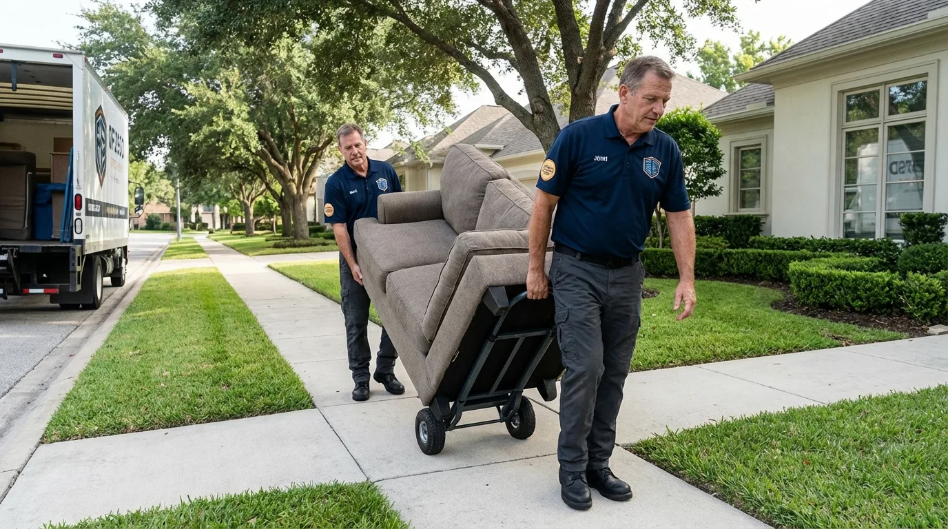 Local residential moving crew loading furniture in North Miami Beach, FL