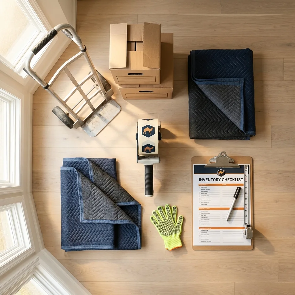 Professional moving supplies and packing materials layout for North Miami Beach residential relocations